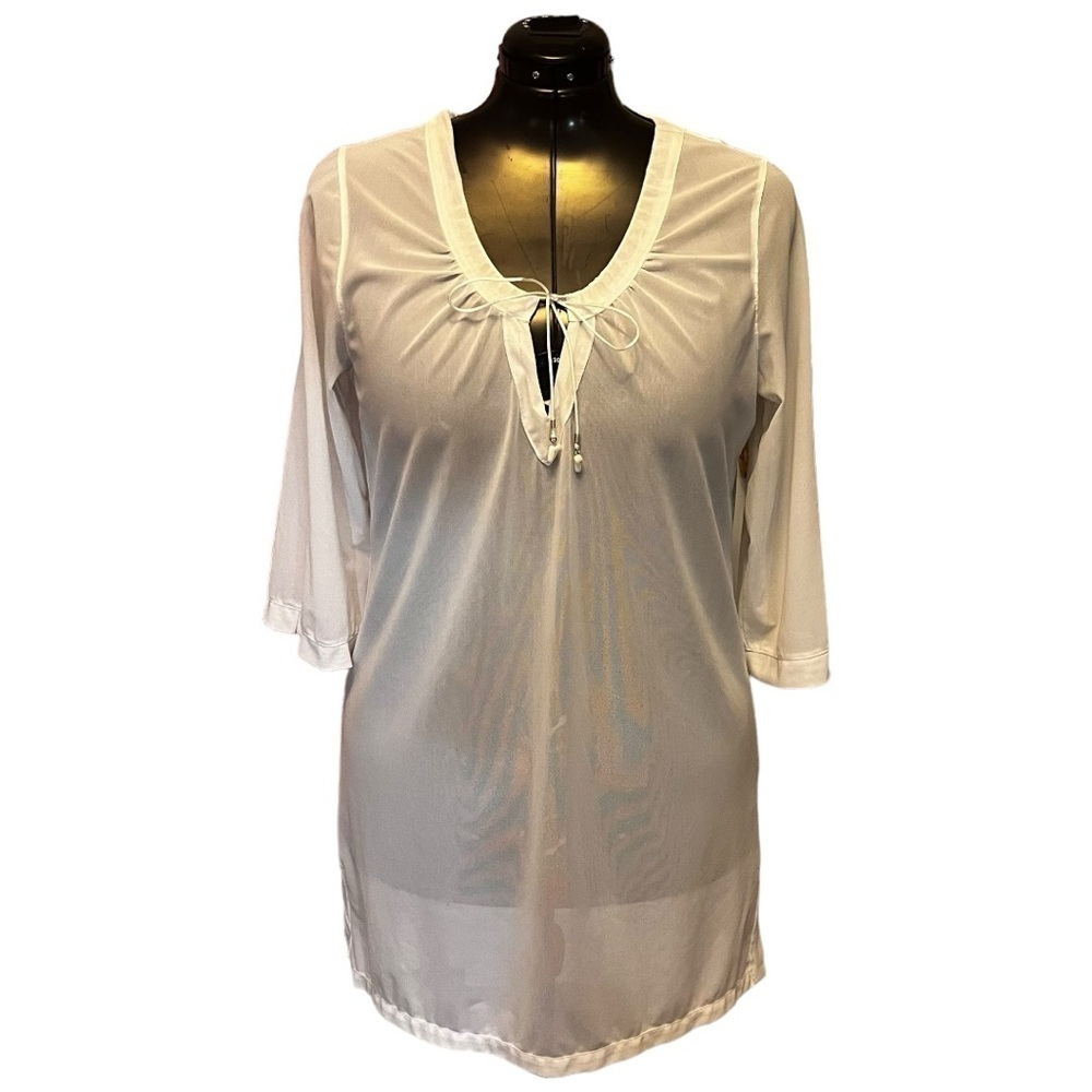 Eivissa Swim Tunic Fine Mesh Cover-up in White